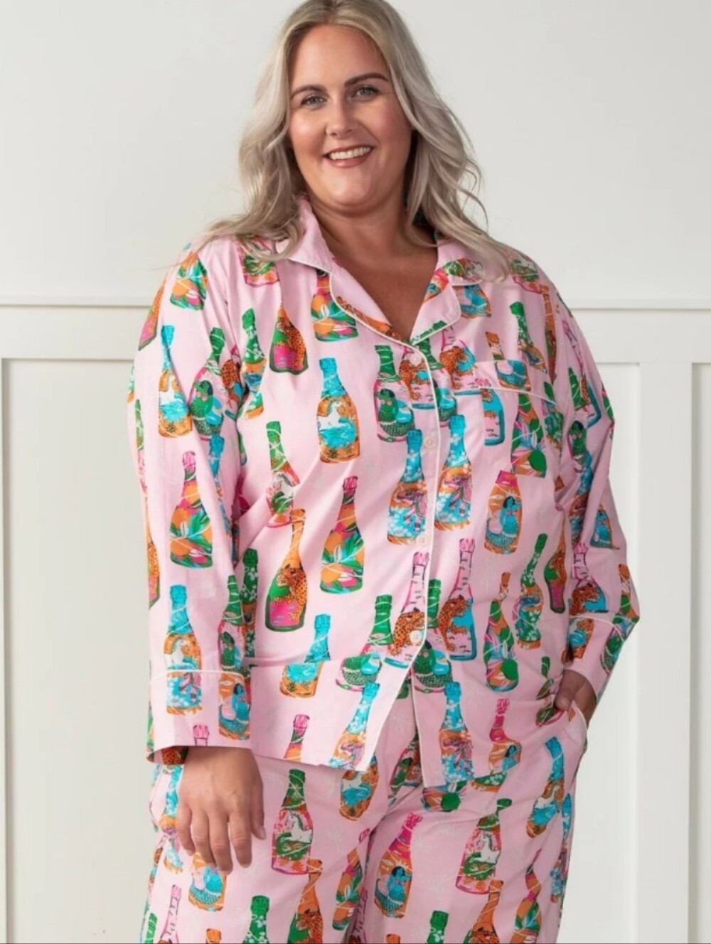 Printfresh Pop The Bubbly Long Sleeve Button Up Shirt